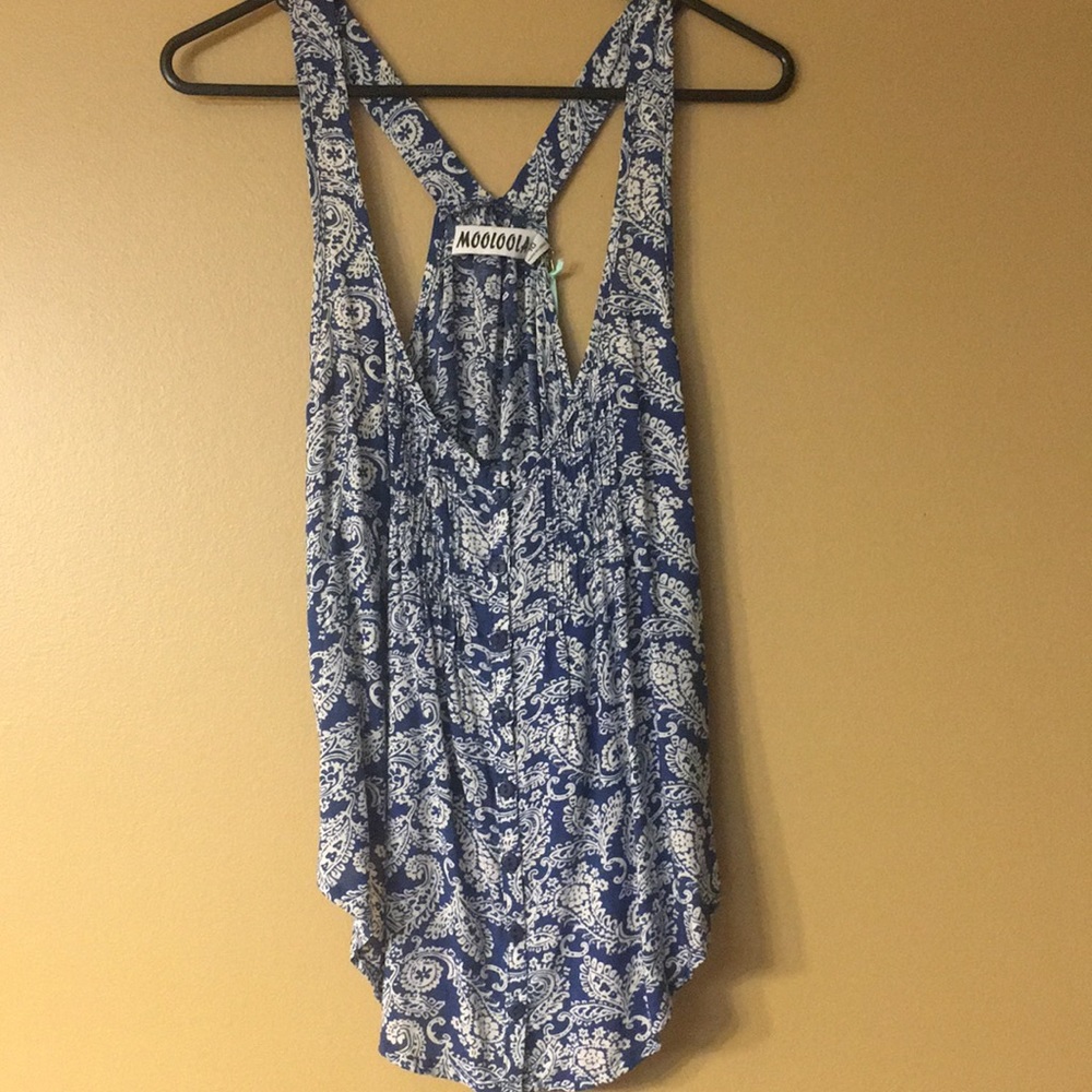 Button down blue tank